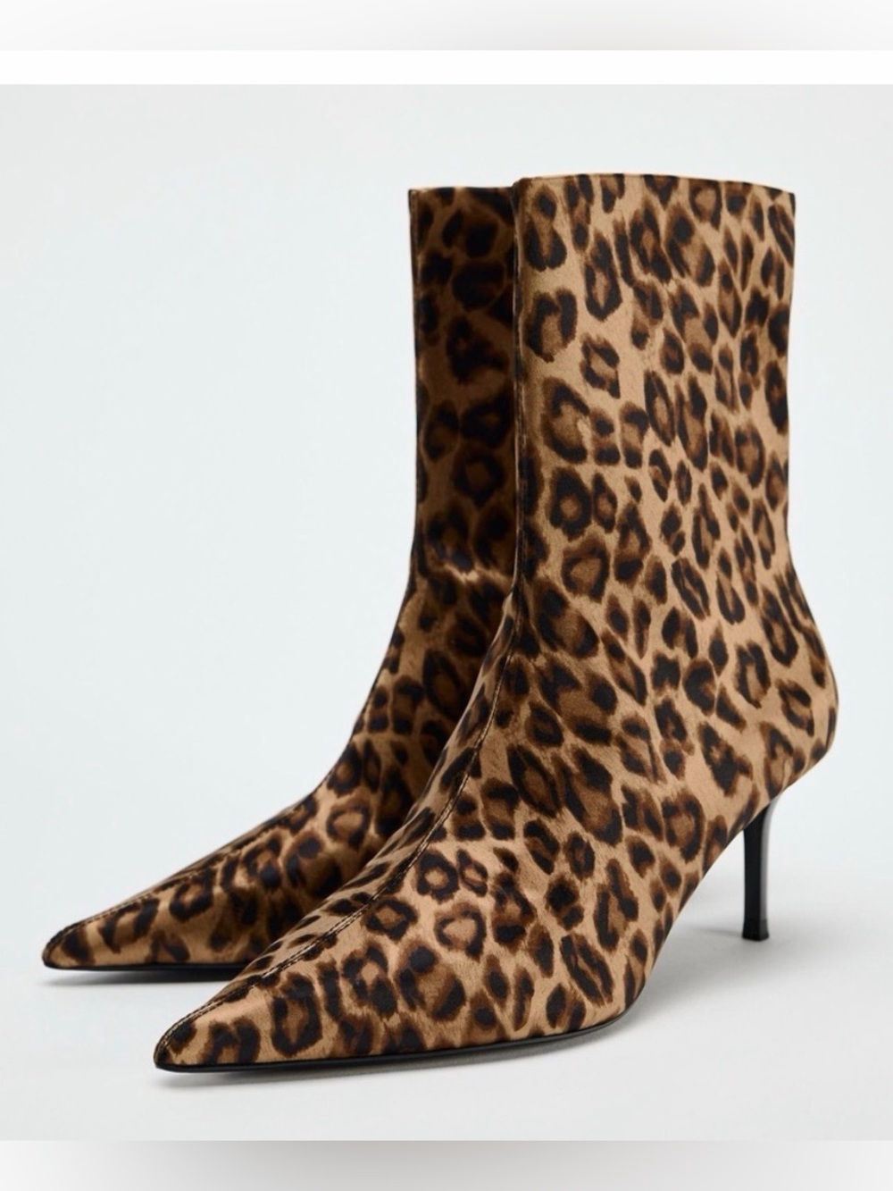 Leopard Print Women's Pointed Toe Mid-Calf Boots - Brown. EU 38